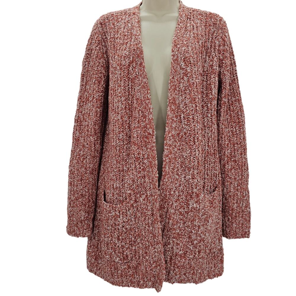 Steve Madden Womans size S Odetta Open Front Pocket Cardigan Sweater Salmon NWOT
